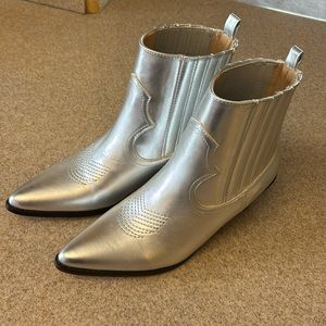 F21 silver ankle boot